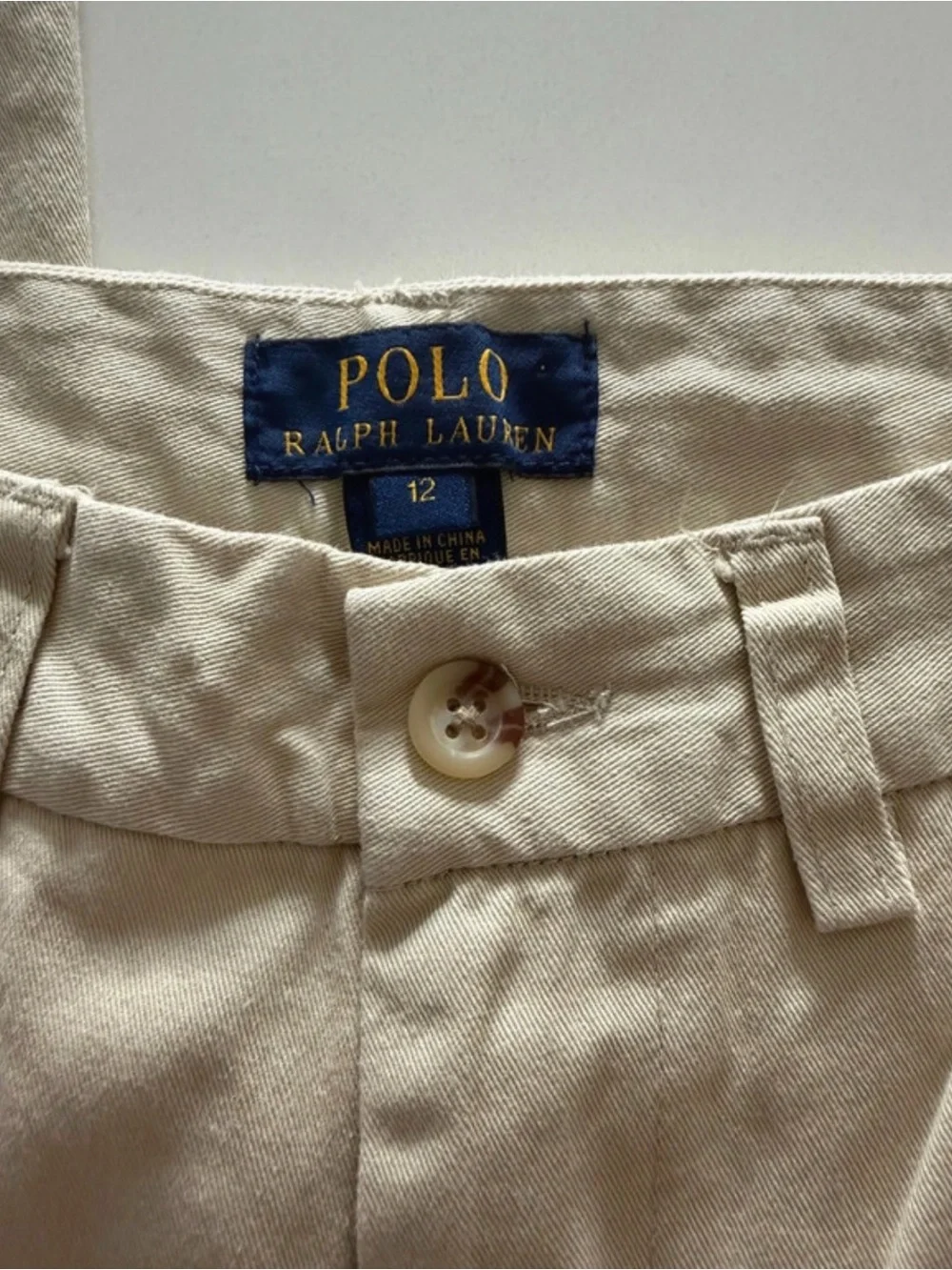 Polo Ralph Lauren Boys Size 12 Classic Khaki Chino Pants Twill Beige Uniform
